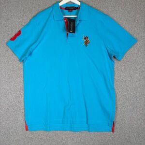 Brand New US Polo ASSN Men's Size Large Blue Short Sleeve Polo Shirt Rugby Prep